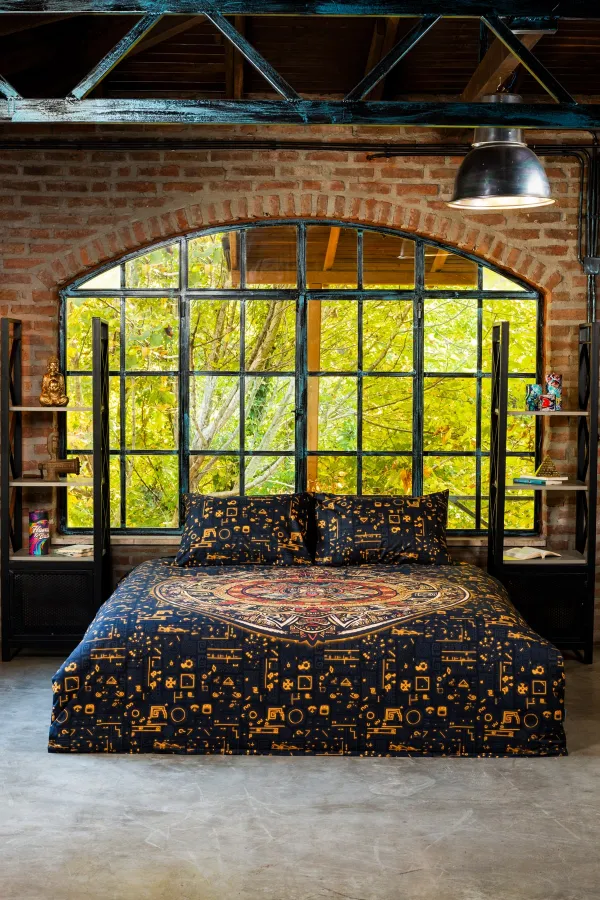 Home&Bath 'Tonatiuh' 100 Cotton Multicolor Duvet Cover Set, Full/Queen